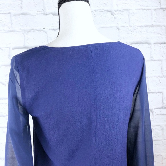 Express Royal Blue Sheer Sleeve Dress - Picture 5 of 8